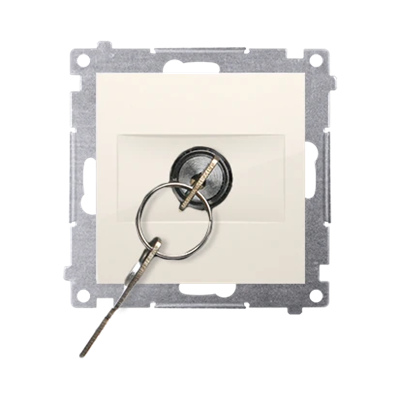 Interruttore a chiave per tapparelle, pulsante momentaneo (modulo), 3 posizioni. "I-0-II" 2 contatti N/O 5A 230V crema