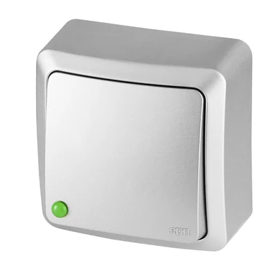 Interruttore a montaggio superficiale BERG, unipolare IP 20 - argento