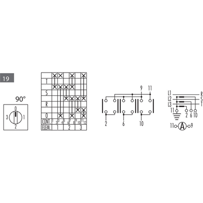 Interruttore amperometrico, corrente 16 A, serie P016