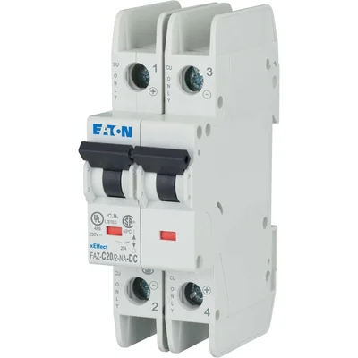 Interruttore automatico, 2-marcia, versione DC, 20A, C-Char FAZ-C20/2-NA-DC