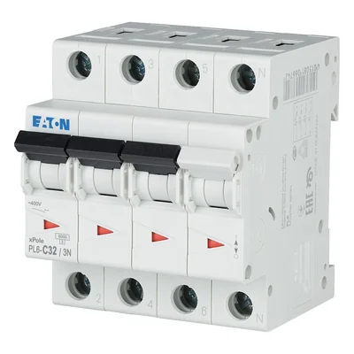 Interruttore automatico 6kA 3 poli, 32A, C-Char PL6-C32/3N