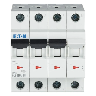 Interruttore automatico 6kA 3 poli, 6A, tipo B PL6-B6/3N