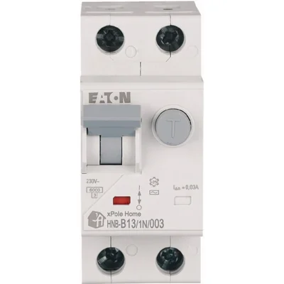 Interruttore automatico combinato HNB-B13/1N/003 6kA, In=13A, IΔN=0.03A, char. B, tipo AC, 1+N polo. Serie HNB