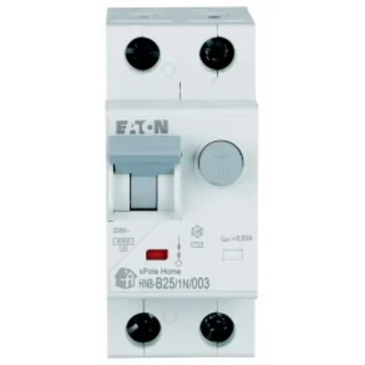 Interruttore automatico combinato HNB-B25/1N/003 6kA, In=25A, IΔN=0.03A, caratteristica B, tipo AC, 1+N polo. Serie HNB