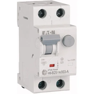 Interruttore automatico combinato HNB-B25/1N/003-A 6kA, In=25A, IΔN=0.03A, char. B, tipo A, 1+N polo. Serie HNB