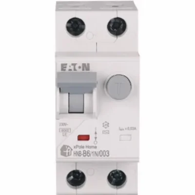 Interruttore automatico combinato HNB-B6/1N/003 6kA, In=6A, IΔN=0.03A, caratteristica B, tipo AC, 1+N polo. Serie HNB