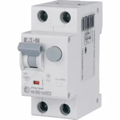 Interruttore automatico combinato HNB-B6/1N/003 6kA, In=6A, IΔN=0.03A, caratteristica B, tipo AC, 1+N polo. Serie HNB