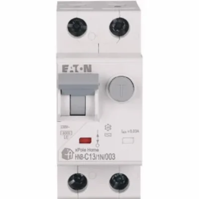 Interruttore automatico combinato HNB-C13/1N/003 6kA, In=13A, IΔN=0.03A, caratteristica C, tipo AC, 1+N polo. Serie HNB