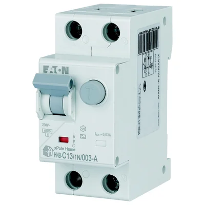 Interruttore automatico combinato HNB-C13/1N/003-A 6kA, In=13A, IΔN=0.03A, caratteristica C, tipo A, 1+N polo. Serie HNB