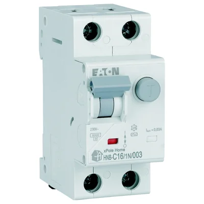 Interruttore automatico combinato HNB-C16/1N/003 16A 1+N 6kA C 230V IP20 tipo AC