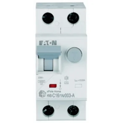Interruttore automatico combinato HNB-C16/1N/003-A 6kA, In=16A, IΔN=0.03A, caratteristica C, tipo A, 1+N polo. Serie HNB