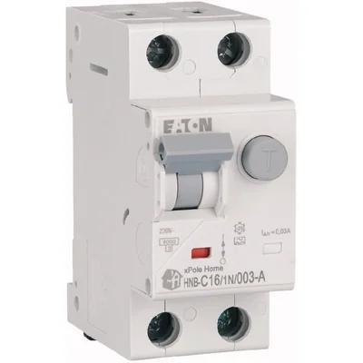 Interruttore automatico combinato HNB-C16/1N/003-A 6kA, In=16A, IΔN=0.03A, caratteristica C, tipo A, 1+N polo. Serie HNB