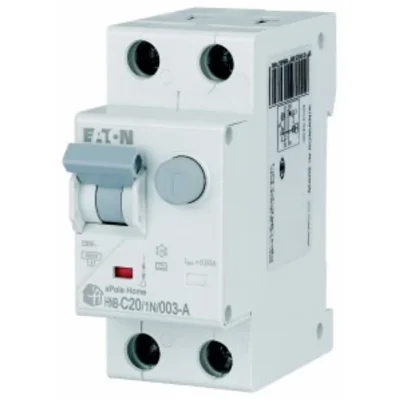 Interruttore automatico combinato HNB-C20/1N/003-A 6kA, In=20A, IΔN=0.03A, caratteristica C, tipo A, polo 1+N. Serie HNB