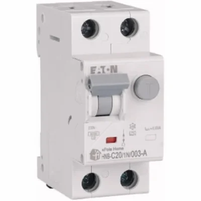 Interruttore automatico combinato HNB-C20/1N/003-A 6kA, In=20A, IΔN=0.03A, caratteristica C, tipo A, polo 1+N. Serie HNB