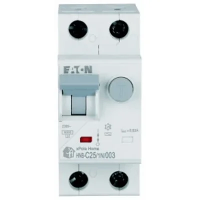 Interruttore automatico combinato HNB-C25/1N/003 6kA, In=25A, IΔN=0.03A, caratteristica C, tipo AC, 1+N polo. Serie HNB