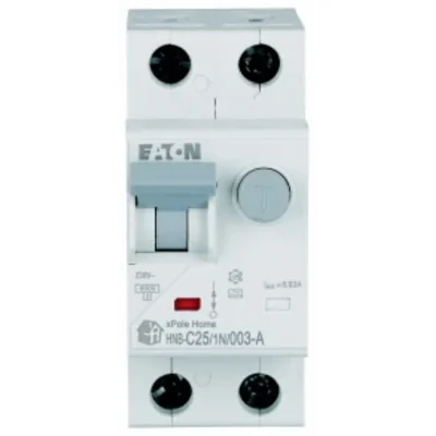 Interruttore automatico combinato HNB-C25/1N/003-A 6kA, In=25A, IΔN=0.03A, caratteristica C, tipo A, 1+N polo. Serie HNB