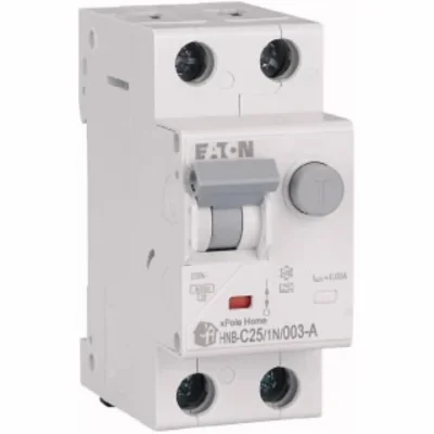 Interruttore automatico combinato HNB-C25/1N/003-A 6kA, In=25A, IΔN=0.03A, caratteristica C, tipo A, 1+N polo. Serie HNB