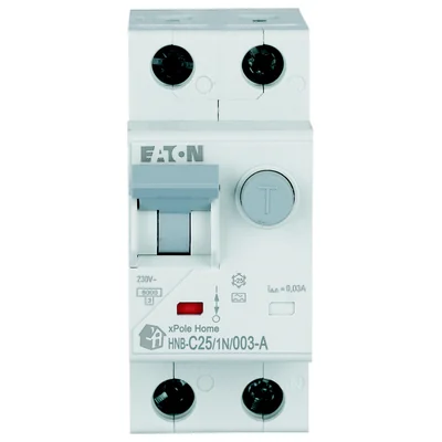 Interruttore automatico combinato HNB-C25/1N/003-A 6kA, In=25A, IΔN=0.03A, caratteristica C, tipo A, 1+N polo. Serie HNB