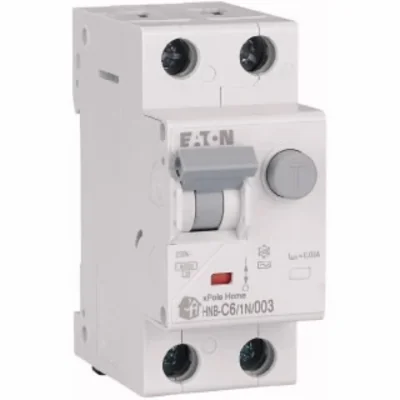 Interruttore automatico combinato HNB-C6/1N/003 6kA, In=6A, IΔN=0.03A, caratteristica C, tipo AC, 1+N polo. Serie HNB