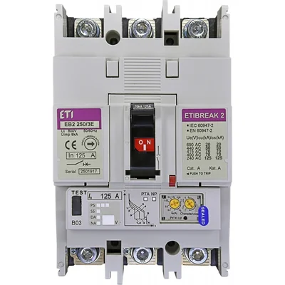 Interruttore automatico di potenza EB2 250/3E 125A 3P, 70kA, sblocco elettronico