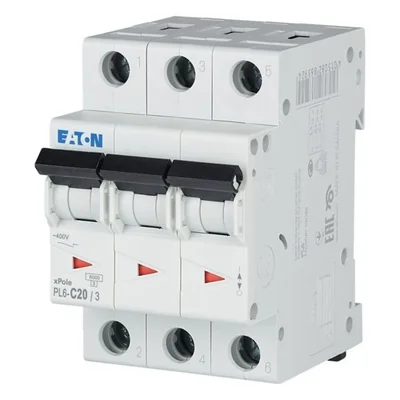 Interruttore automatico di sovracorrente PL6-C20/3 6kA, In=20A, caratteristica C, tripolare, serie PL6