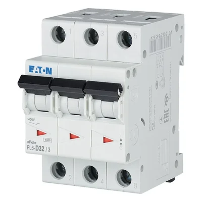 Interruttore automatico di sovracorrente PL6-D32/3 6kA, In=32A, caratteristica D, tripolare, serie PL6