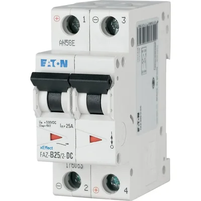 Interruttore automatico FAZ-B6/2-DC 10kA, In=6A, tipo B, bipolare. Serie FAZ DC