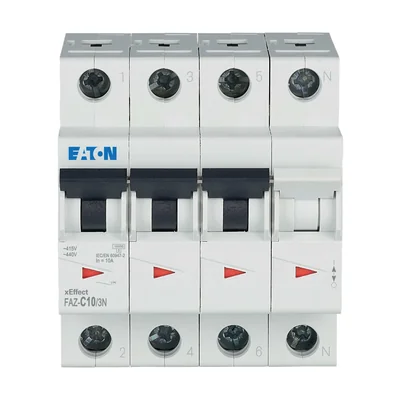 Interruttore automatico FAZ-C10/3N 15 kA, In=10 A, caratteristica C, 3+N poli. Serie FAZ