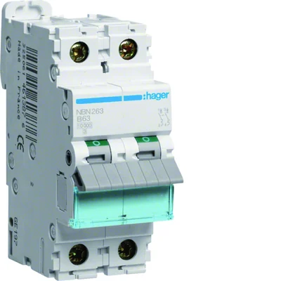 Interruttore automatico MCB 10kA 2 poli 63A Caratteristica B