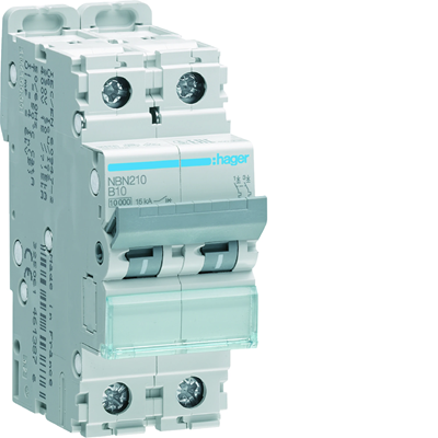 Interruttore automatico MCB 10kA, 2P, tipo B, 10A