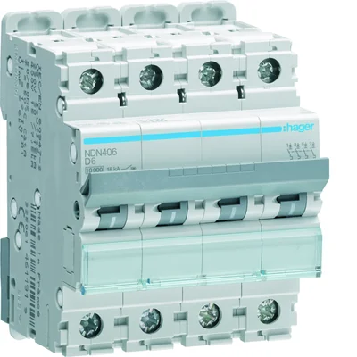 Interruttore automatico MCB 10kA 4 poli 6A D caratteristica