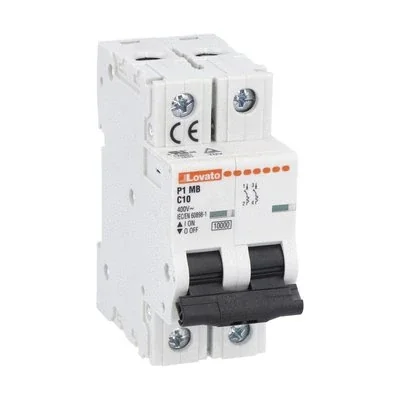 Interruttore automatico P1MB2PC10, 10 kA - 2P - caratteristica C, 10 A