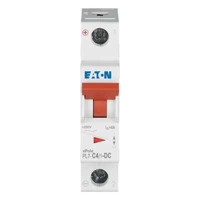 Interruttore automatico PL7-C4/1-DC 10 kA, In= 4 A, caratteristica C, monopolare. Serie PL7-DC