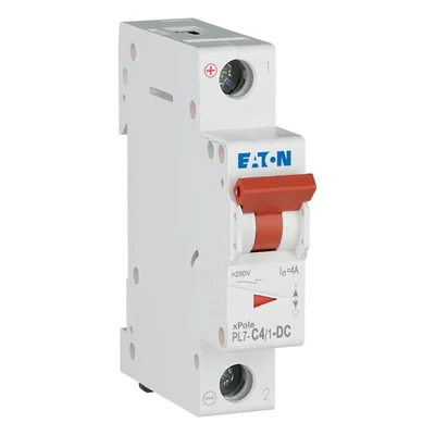 Interruttore automatico PL7-C4/1-DC 10 kA, In= 4 A, caratteristica C, monopolare. Serie PL7-DC
