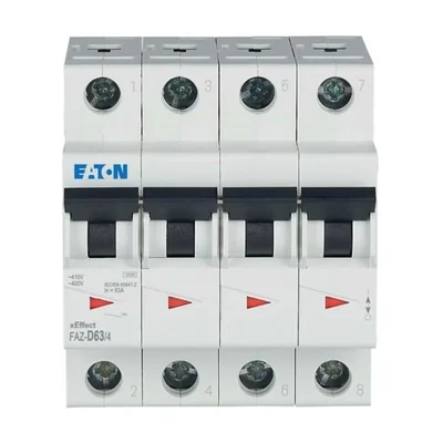 Interruttore automatico tipo D, 4 poli, 63 A, D-Char FAZ-D63/4