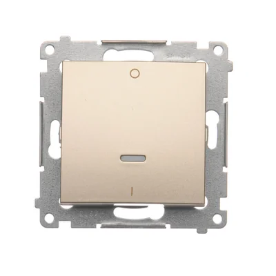 Interruttore bipolare con retroilluminazione LED (modulo) 10A, 250V, connettori rapidi, oro (metallizzato)