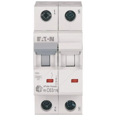 Interruttore di sovracorrente HN-C63/1N 6kA, In=63A, caratteristica C, polo 1+N. Serie HN
