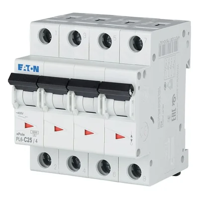 Interruttore di sovracorrente PL6-C25/4 6kA, In=25A, caratteristica C, 4 poli, serie PL6