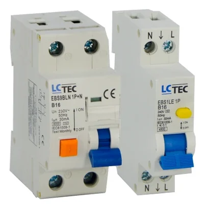 Interruttore differenziale EBS9BLN con modulo di sovracorrente 1P+N C 16A 30mA tipo AC 6kA