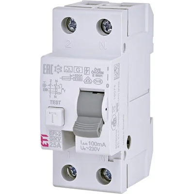 Interruttore differenziale EFI-2 A G/KV 25/0.1 - ritardo di breve durata