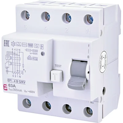 Interruttore differenziale EFI-4 B G/KV 63/0.3 Tipo B, a ritardo breve