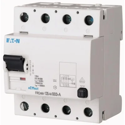 Interruttore differenziale FRCmM-125/4/01 da 10 kA, In=125 A, IΔN=0,1 A, tipo AC, 4 poli. Serie FRCmM.