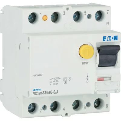Interruttore differenziale FRCmM-63/4/03-S/A 10kA, In=63A, IΔN=0.3A, Tipo S/A, 4 poli. Serie FRCmM
