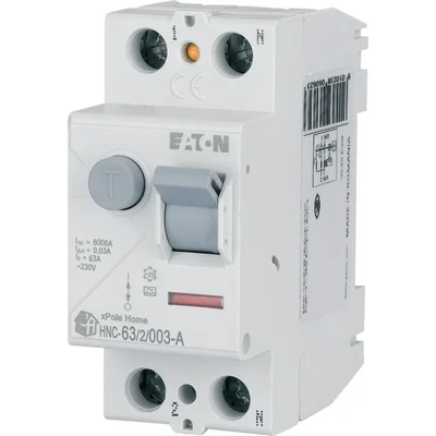 Interruttore differenziale HNC-63/2/003-A 6kA, In=63A, IΔN=0.03A, Tipo A, bipolare. Serie HNC