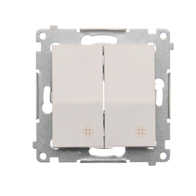 Interruttore doppia croce, 2 tasti (modulo) 230, bianco