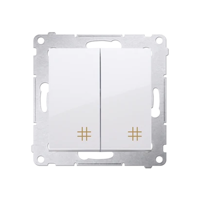 Interruttore doppia croce, 2 tasti (modulo) 230, bianco