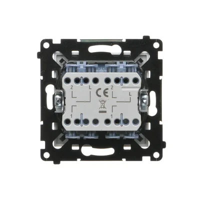 Interruttore doppio per tapparella Simon 55 WMDL-0106L2-111, tre posizioni, 1-0-2 (modulo), 10 A, 250 V~, connettori rapidi; bianco opaco