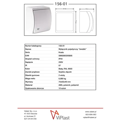 Interruttore luce IP44 bianco, Koala