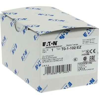 Interruttore on-off T0-1-102/EZ, 2 poli, 20 A, 90 °, montaggio superficiale 22,3 mm, manopola nera, non bloccabile