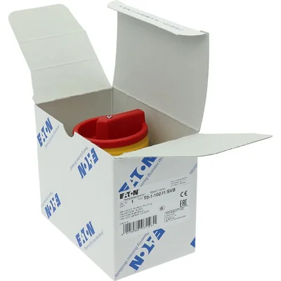 Interruttore on-off T0-1-102/I1/SVB, bipolare, 20 A, 90 °, in custodia IP65, manopola rosso-gialla con lucchetto